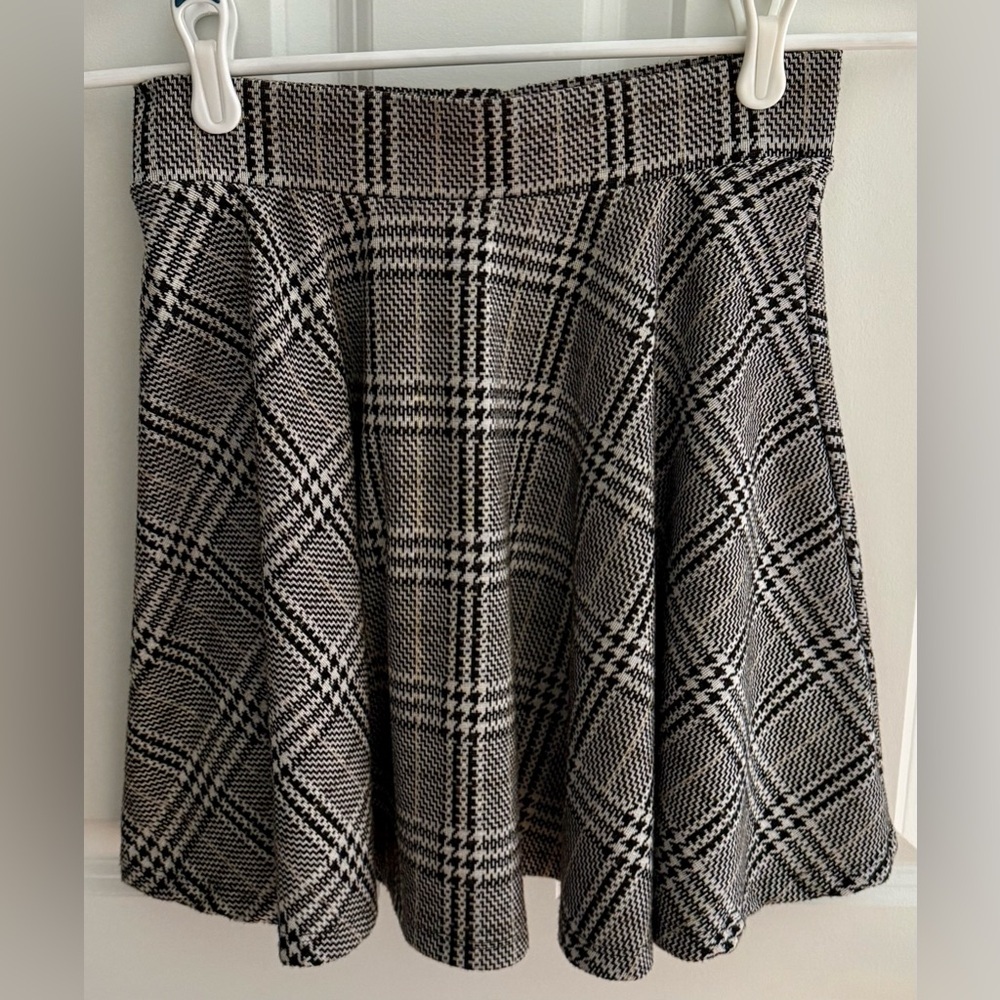 Houndstooth Plaid Skater Skirt